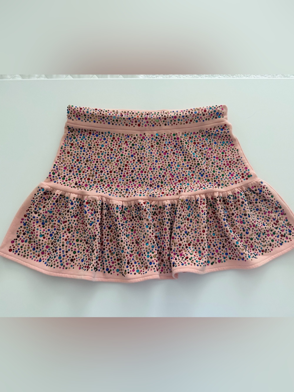 QUEEN OF SPARKLES Light Pink Multicolor Sequin Ruffle Skirt